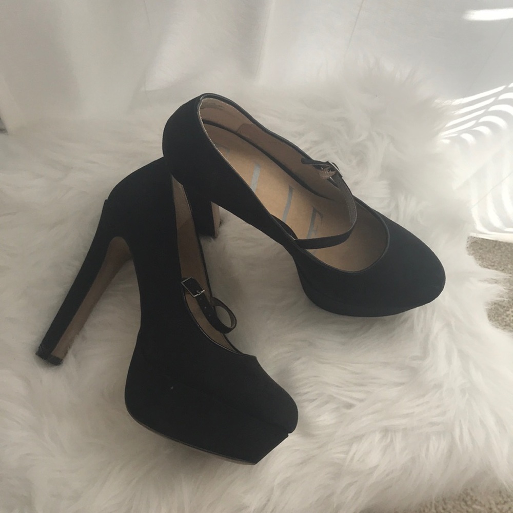 Suede Black platform heels